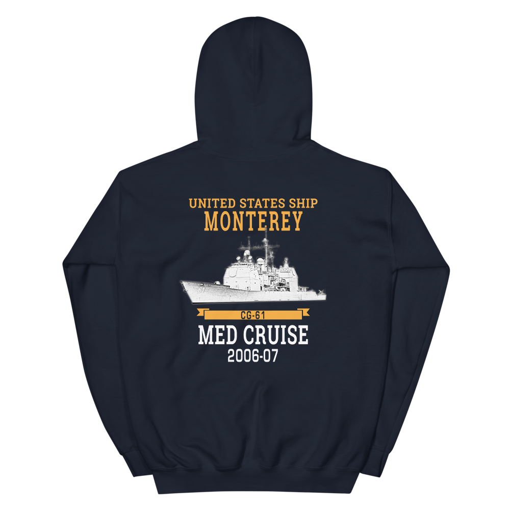 USS Monterey (CG-61) 2006-07 Unisex Hoodie – back view, navy