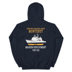 USS Monterey (CG-61) 1991-92 Unisex Hoodie – back view, navy