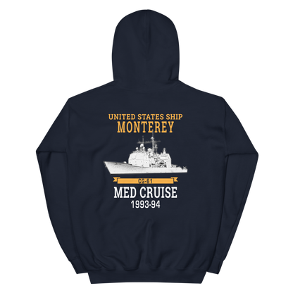 USS Monterey (CG-61) 1993-94 Unisex Hoodie – back view, navy