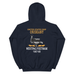 USS Oriskany (CVA-34) 1967-68 WESTPAC/VIETNAM Unisex Hoodie – back view, navy