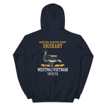 USS Oriskany (CVA-34) 1972-73 WESTPAC/VIETNAM Unisex Hoodie – back view, navy