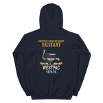 USS Oriskany (CVA-34) 1975-76 WESTPAC Unisex Hoodie – back view, navy