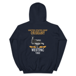 USS Oriskany (CVA-34) 1962 WESTPAC Unisex Hoodie – back view, navy