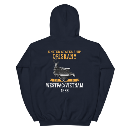 USS Oriskany (CVA-34) 1966 WESTPAC/VIETNAM Unisex Hoodie – back view, navy