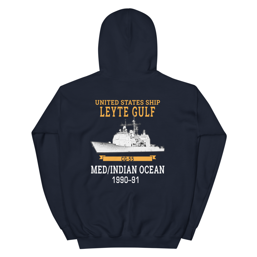 USS Leyte Gulf (CG-55) 1990-91 Deployment Hoodie – back view, navy