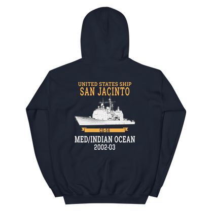 USS San Jacinto (CG-56) 2002-03 Deployment Hoodie – back view, navy