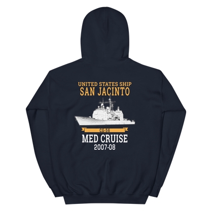USS San Jacinto (CG-56) 2007-08 Deployment Hoodie – back view, navy