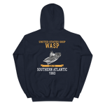 USS Wasp (CVS-18) 1960 S. ATLANTIC Unisex Hoodie – back view, navy