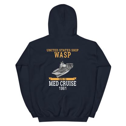 USS Wasp (CVS-18) 1961 MED Unisex Hoodie – back view, navy