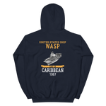 USS Wasp (CVS-18) 1967 CARIBBEAN Unisex Hoodie – back view, navy