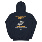 USS Wasp (CVS-18) 1970 N. & EASTERN ATLANTIC Unisex Hoodie – back view, navy