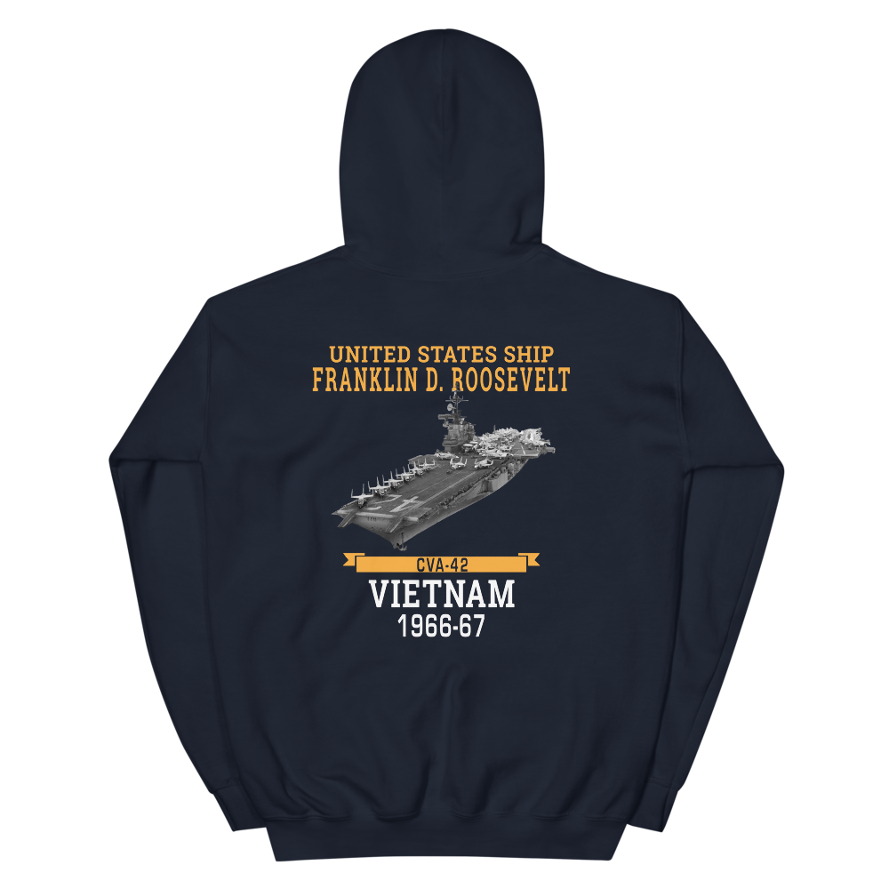 USS Franklin D. Roosevelt (CVA-42) 1966-67 VIETNAM Hoodie – back view, navy