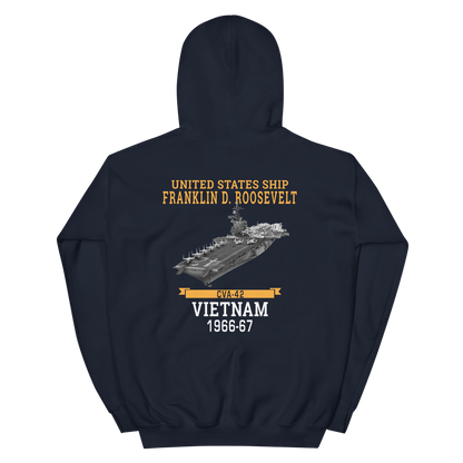 USS Franklin D. Roosevelt (CVA-42) 1966-67 VIETNAM Hoodie – back view, navy