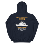 USS Chosin (CG-65) 1999 WESTPAC Unisex Hoodie – back view, navy