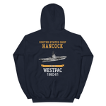 USS Hancock (CVA-19) 1960-61 WESTPAC Unisex Hoodie – back view, navy
