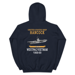 USS Hancock (CVA-19) 1968-69 WESTPAC/VIETNAM Unisex Hoodie – back view, navy