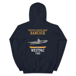 USS Hancock (CVA-19) 1962 WESTPAC Unisex Hoodie – back view, navy