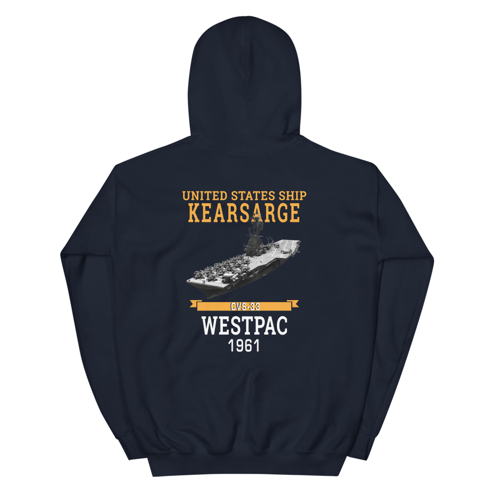 USS Kearsarge (CVS-33) 1961 WESTPAC Hoodie – back view, navy