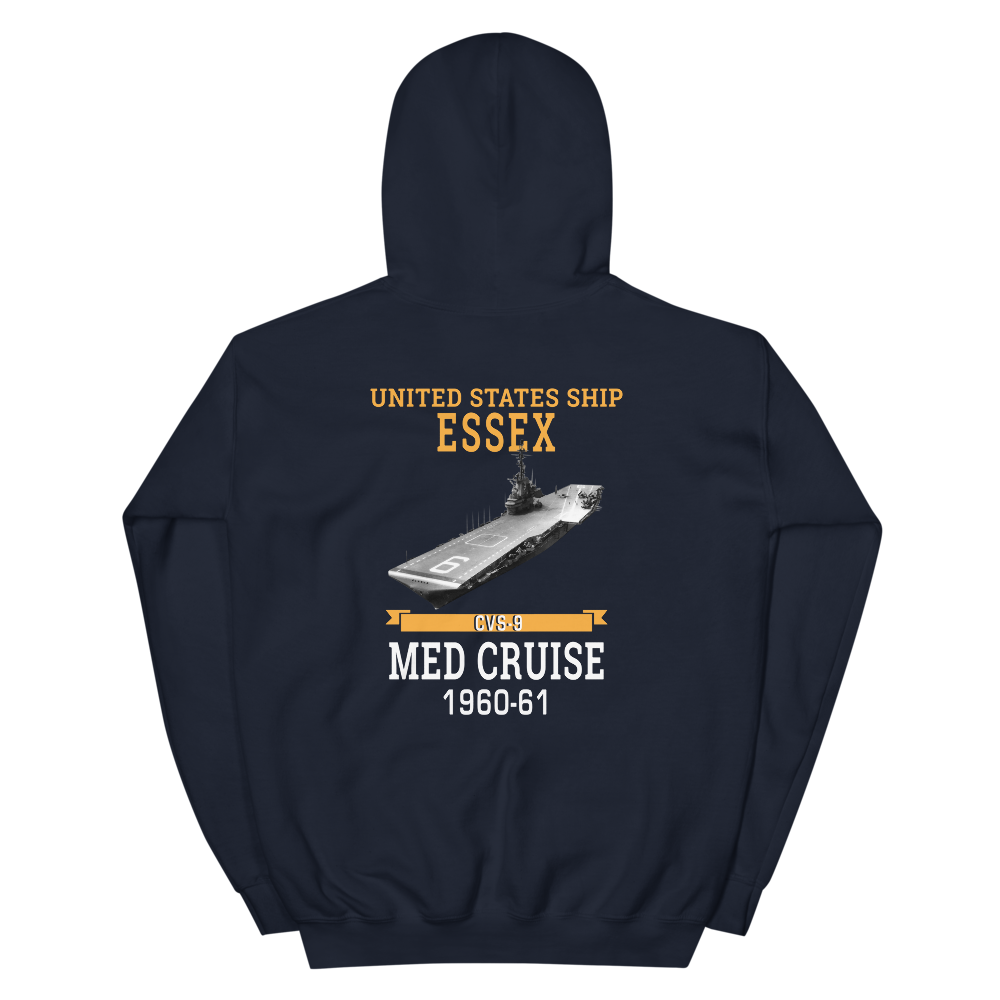 USS Essex (CVS-9) 1960-61 MED CRUISE Hoodie – back view, navy