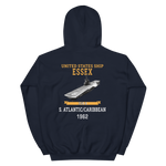 USS Essex (CVS-9) 1962 S. ATLANTIC/CARIBBEAN Hoodie – back view, navy