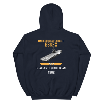 USS Essex (CVS-9) 1962 S. ATLANTIC/CARIBBEAN Hoodie – back view, navy
