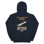USS Essex (CVS-9) 1967 MED CRUISE Hoodie – back view, navy