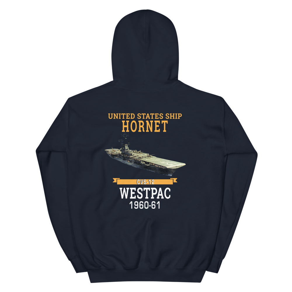 USS Hornet (CVS-12) 1960-61 WESTPAC Hoodie – back view, navy