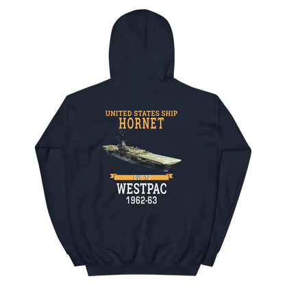 USS Hornet (CVS-12) 1962-63 WESTPAC Hoodie – back view, navy