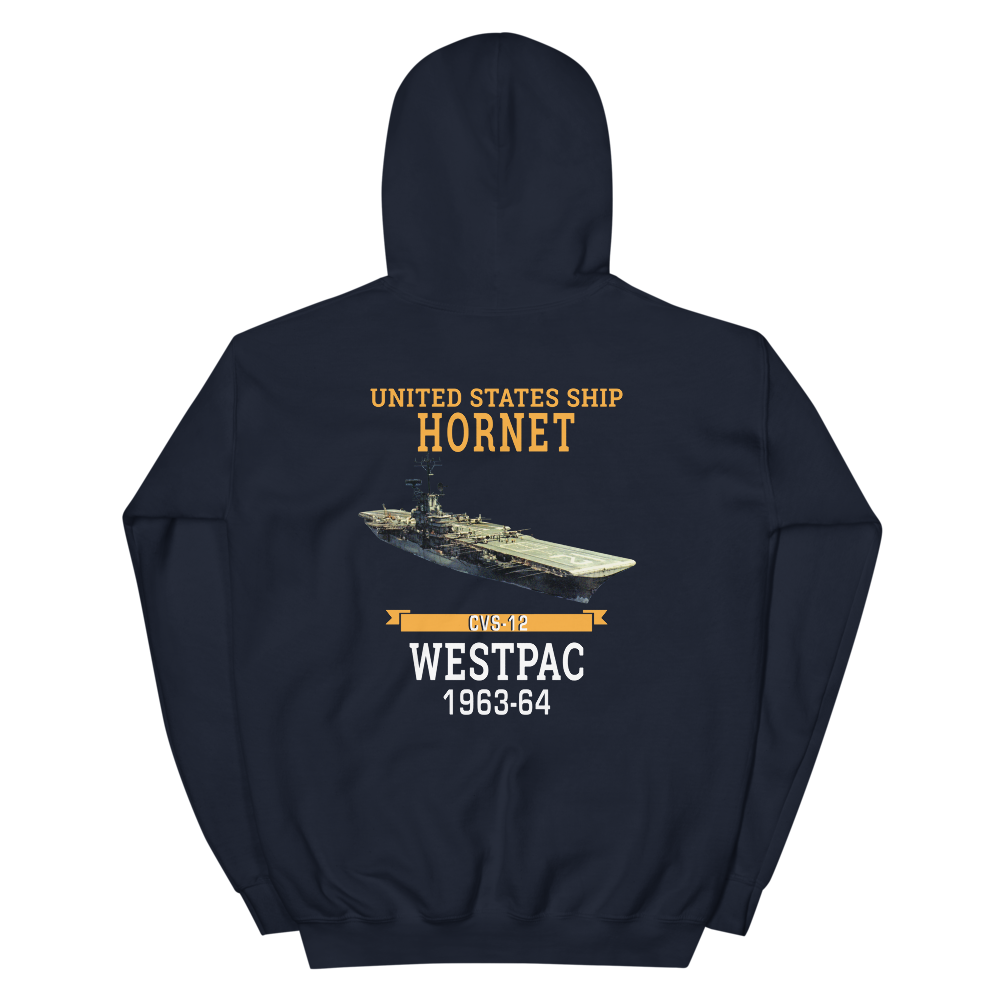 USS Hornet (CVS-12) 1963-64 WESTPAC Hoodie – back view, navy