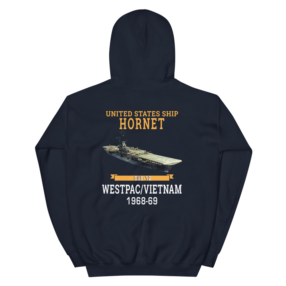 USS Hornet (CVS-12) 1968-69 WESTPAC/VIETNAM Hoodie – back view, navy