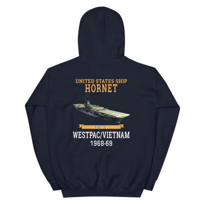 USS Hornet (CVS-12) 1968-69 WESTPAC/VIETNAM Hoodie – back view, navy