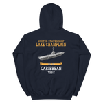 USS Lake Champlain (CVS-39) 1962 CARIBBEAN Hoodie – back view, navy