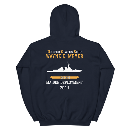 USS Wayne E. Meyer (DDG-108) 2011 MAIDEN DEPLOYMENT Unisex Hoodie – back view, navy
