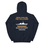 USS The Sullivans (DDG-68) 1999-2000 MAIDEN DEPLOYMENT Unisex Hoodie – back view, navy