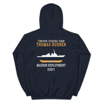 USS Thomas Hudner (DDG-116) 2021 MAIDEN DEPLOYMENT Unisex Hoodie – back view, navy