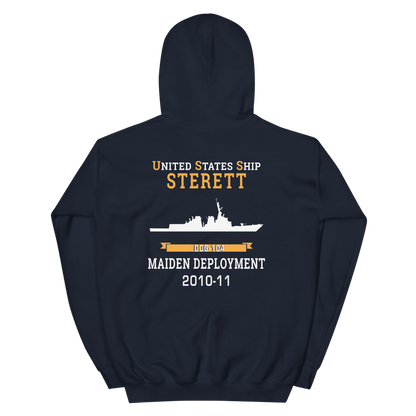 USS Sterett (DDG-104) 2010-11 MAIDEN DEPLOYMENT Unisex Hoodie – back view, navy