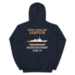 USS Sampson (DDG-102) 2009-10 MAIDEN DEPLOYMENT Unisex Hoodie – back view, navy