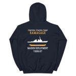 USS Ramage (DDG-61) 1996-97 MAIDEN DEPLOYMENT Unisex Hoodie – back view, navy