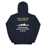 USS Pinckney (DDG-91) 2005-06 MAIDEN DEPLOYMENT Unisex Hoodie – back view, navy