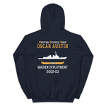 USS Oscar Austin (DDG-79) 2002-03 MAIDEN DEPLOYMENT Unisex Hoodie – back view, navy