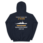 USS O'Kane (DDG-77) 2001-02 MAIDEN DEPLOYMENT Unisex Hoodie – back view, navy