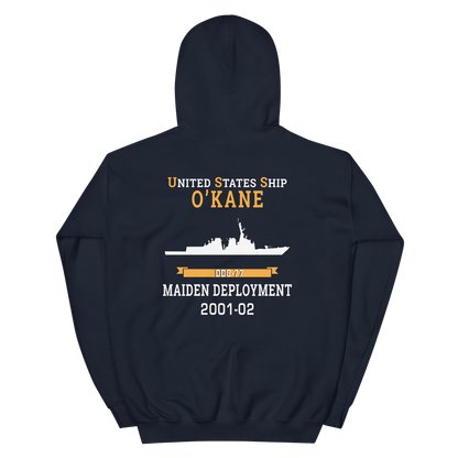 USS O'Kane (DDG-77) 2001-02 MAIDEN DEPLOYMENT Unisex Hoodie – back view, navy
