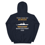 USS Momsen (DDG-92) 2006 MAIDEN DEPLOYMENT Unisex Hoodie – back view, navy