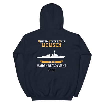 USS Momsen (DDG-92) 2006 MAIDEN DEPLOYMENT Unisex Hoodie – back view, navy