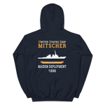 USS Mitscher (DDG-57) 1996 MAIDEN DEPLOYMENT Unisex Hoodie – back view, navy