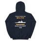 USS Milius (DDG-69) 1998 MAIDEN DEPLOYMENT Unisex Hoodie – back view, navy