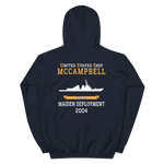 USS McCampbell (DDG-85) 2004 MAIDEN DEPLOYMENT Unisex Hoodie – back view, navy
