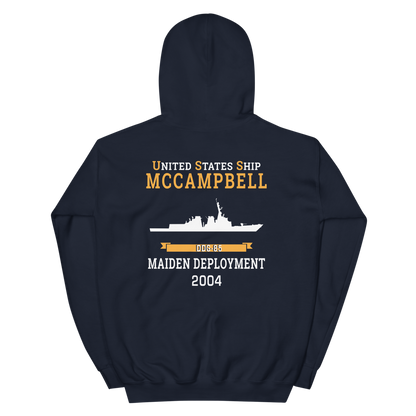 USS McCampbell (DDG-85) 2004 MAIDEN DEPLOYMENT Unisex Hoodie – back view, navy