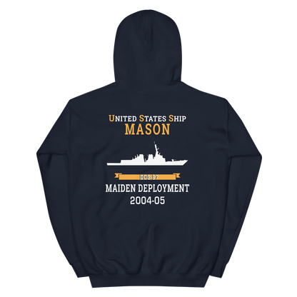 USS Mason (DDG-87) 2004-05 MAIDEN DEPLOYMENT Unisex Hoodie – back view, navy