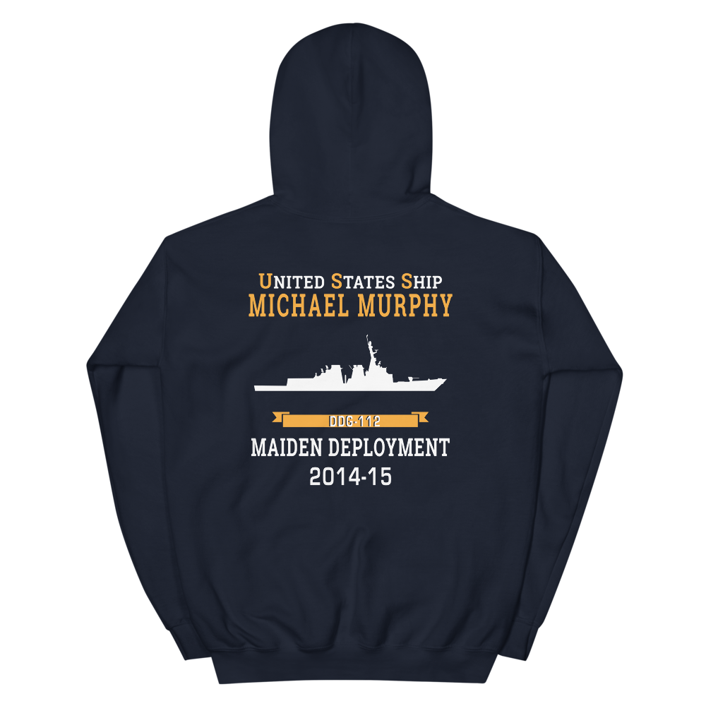 USS Michael Murphy (DDG-112) 2014-15 MAIDEN DEPLOYMENT Unisex Hoodie – back view, navy